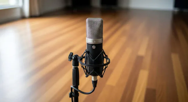 Microphone in a timber-floored room — acoustic performance