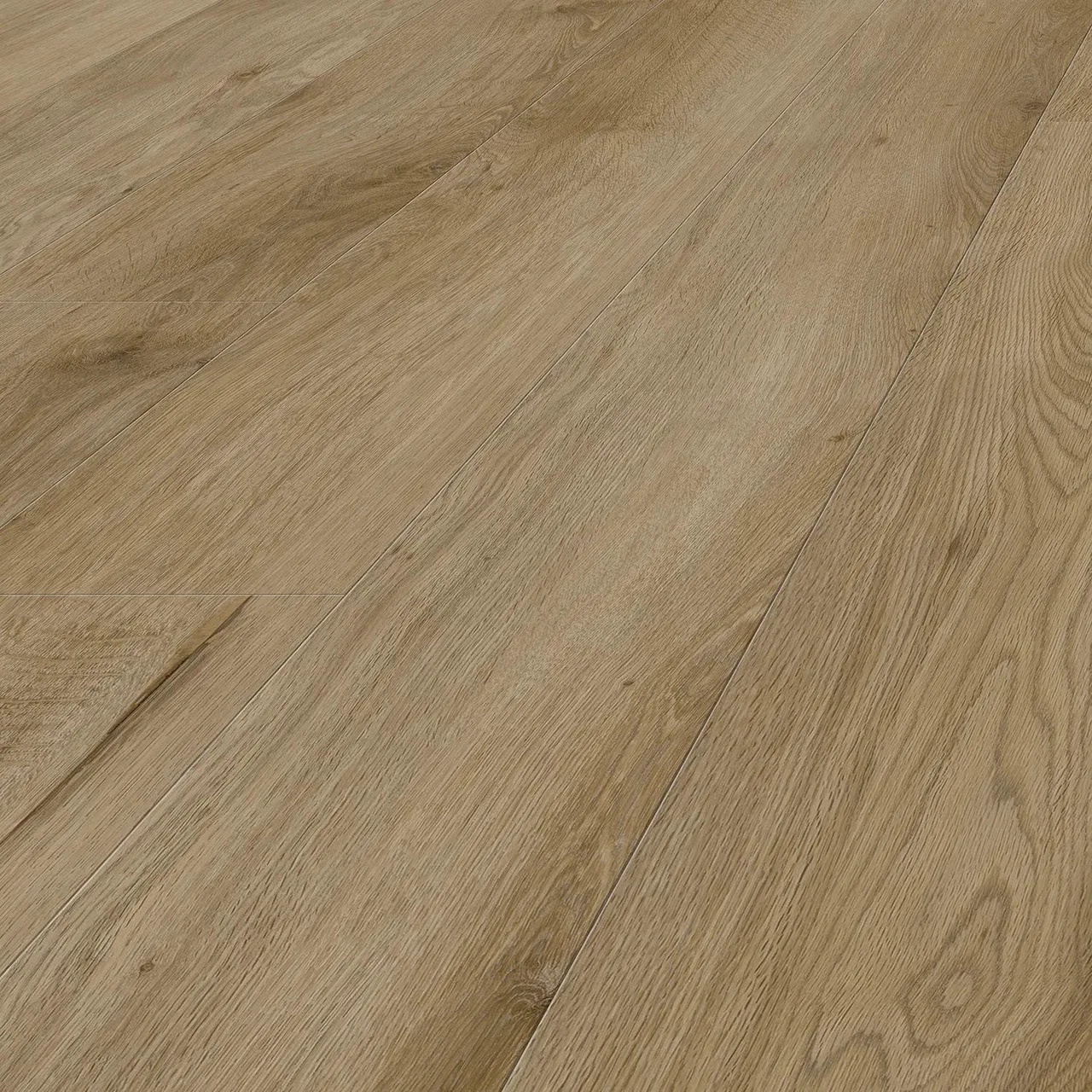 Angled view of a Phoenix collection swatch showing Solaris, a 7mm hybrid with matte embossed timber-look surface.