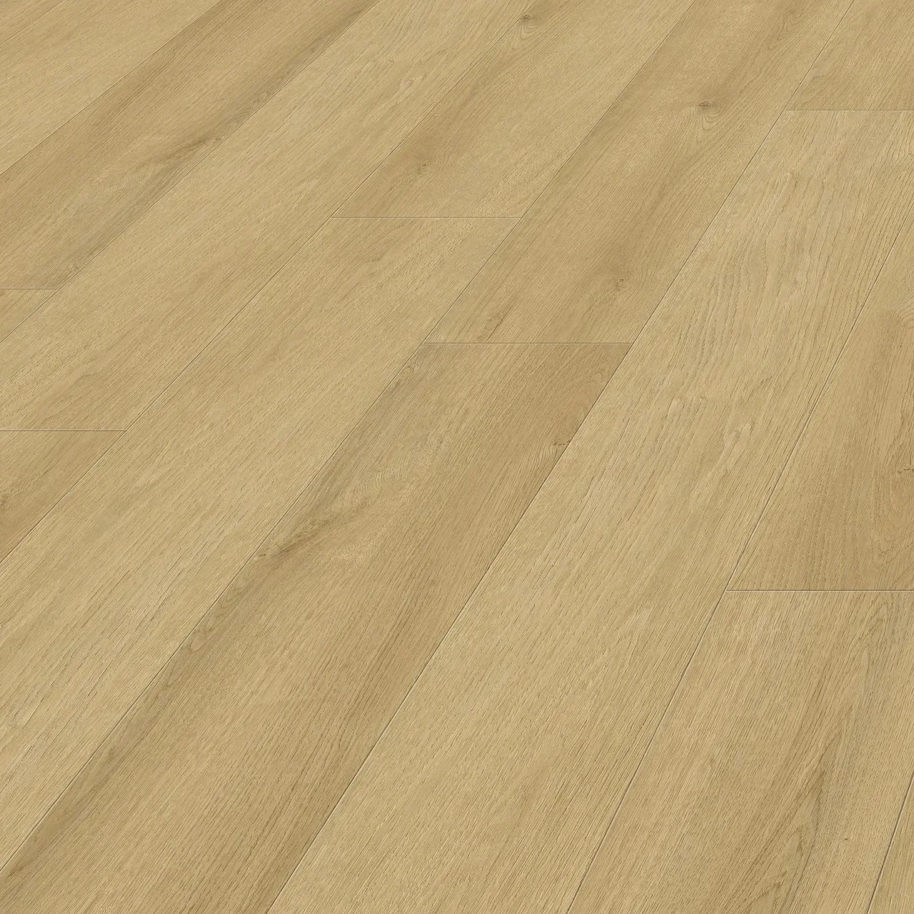 Angled view of a Lumina collection swatch showing Meridian, a 9mm hybrid with matte embossed timber-look surface.